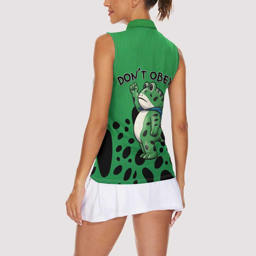 Don't Obey Portland Frog Protest Women Sleeveless Polo Shirt Anti-Fascism - Wonder Print Shop