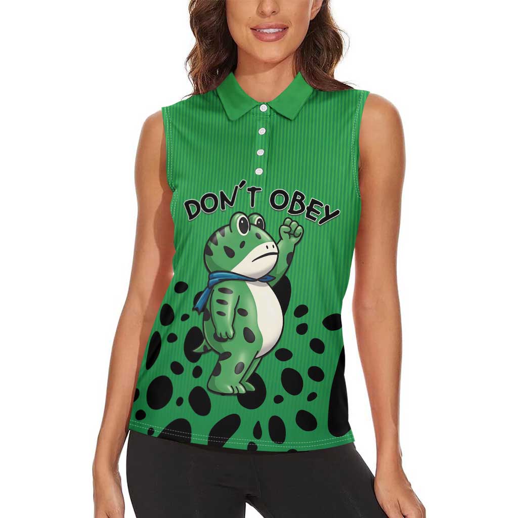 Don't Obey Portland Frog Protest Women Sleeveless Polo Shirt Anti-Fascism - Wonder Print Shop