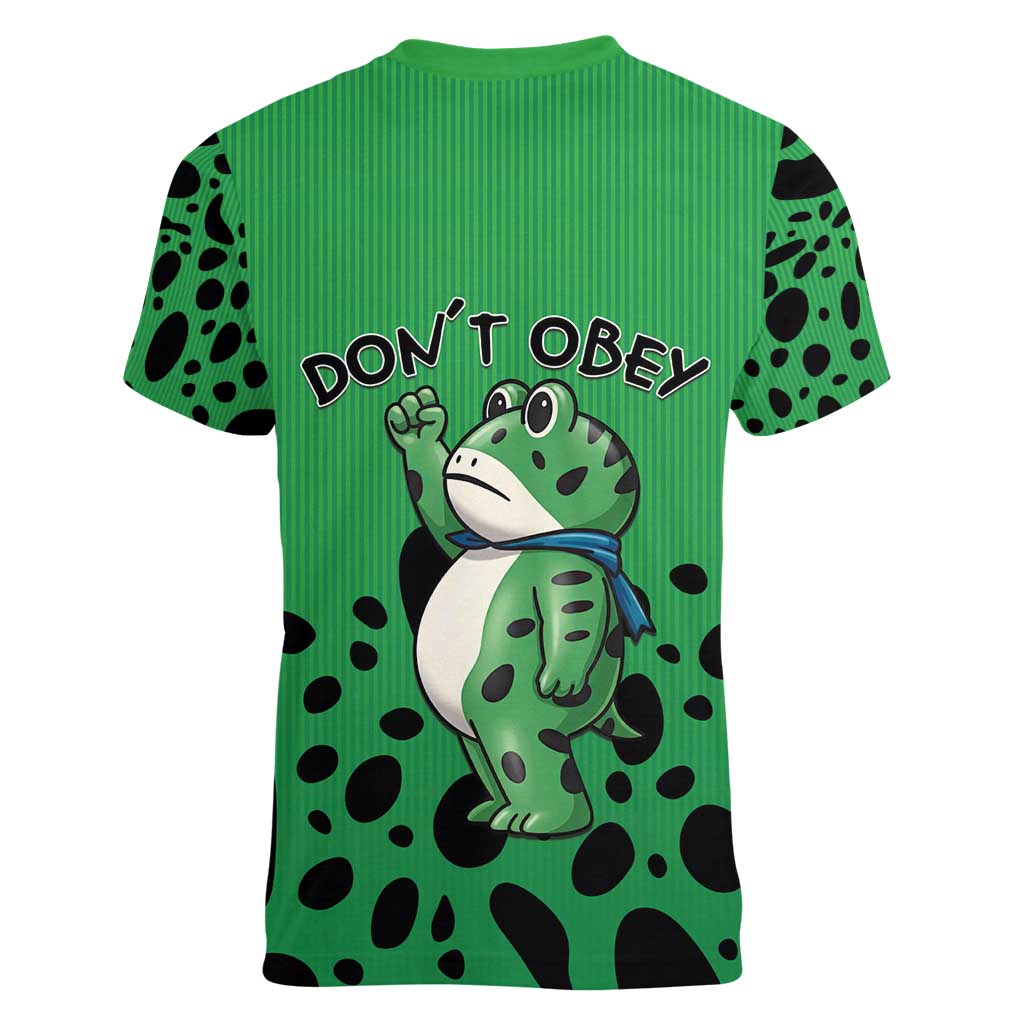 Don't Obey Portland Frog Protest Women V-Neck T-Shirt Anti-Fascism - Wonder Print Shop