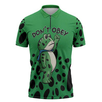Don't Obey Portland Frog Protest Zipper Polo Shirt Anti-Fascism - Wonder Print Shop