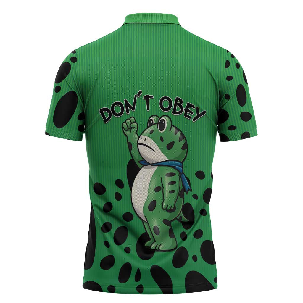 Don't Obey Portland Frog Protest Zipper Polo Shirt Anti-Fascism - Wonder Print Shop