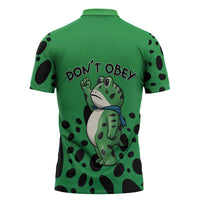 Don't Obey Portland Frog Protest Zipper Polo Shirt Anti-Fascism - Wonder Print Shop