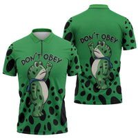 Don't Obey Portland Frog Protest Zipper Polo Shirt Anti-Fascism - Wonder Print Shop