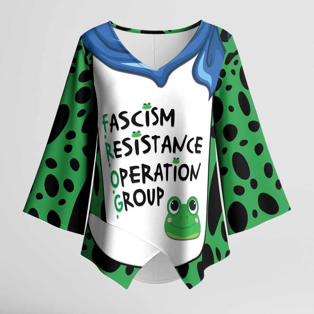 Portland Frog Protest Kimono Sleeve Blouse Frog Costume Style - Wonder Print Shop