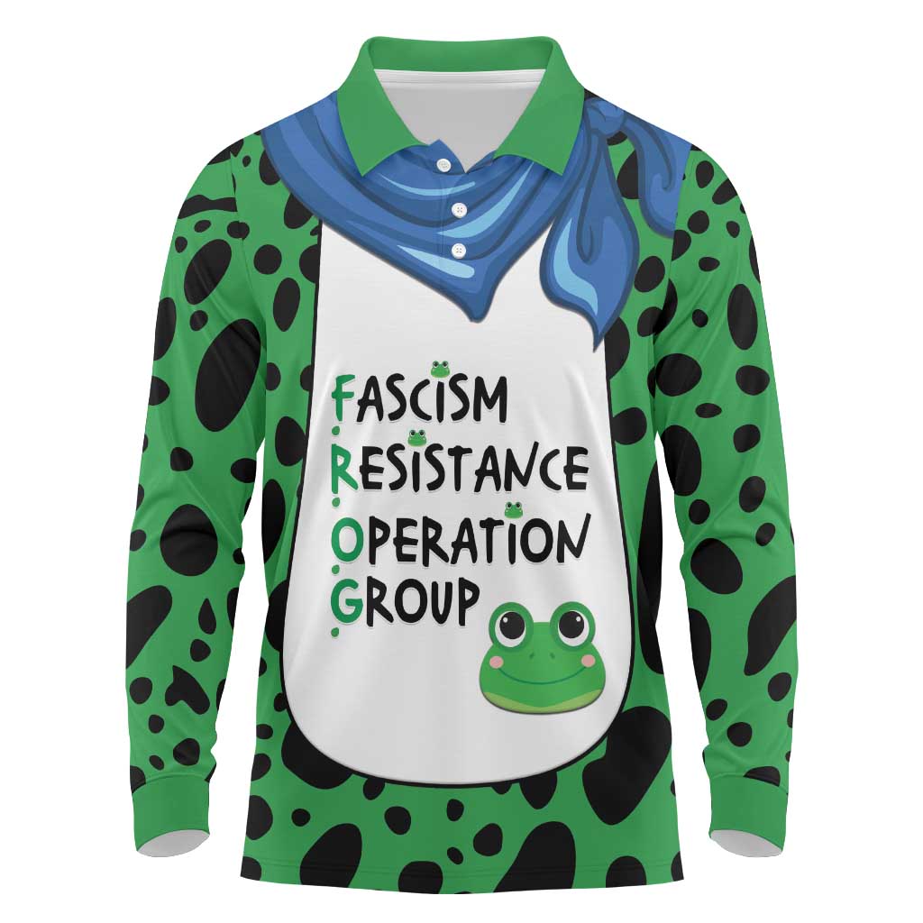 Portland Frog Protest Long Sleeve Polo Shirt Frog Costume Style - Wonder Print Shop