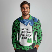 Portland Frog Protest Long Sleeve Polo Shirt Frog Costume Style - Wonder Print Shop