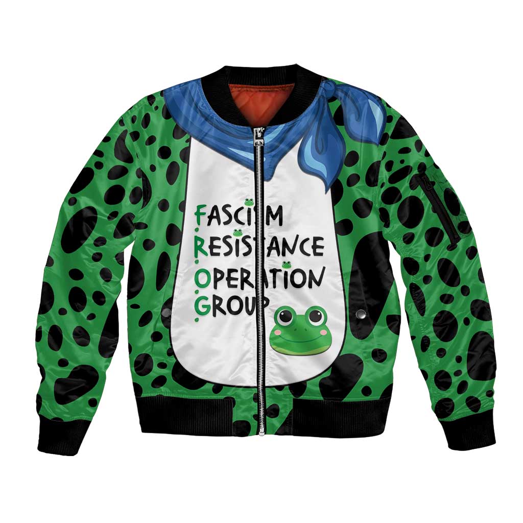 Portland Frog Protest Sleeve Zip Bomber Jacket Frog Costume Style - Wonder Print Shop