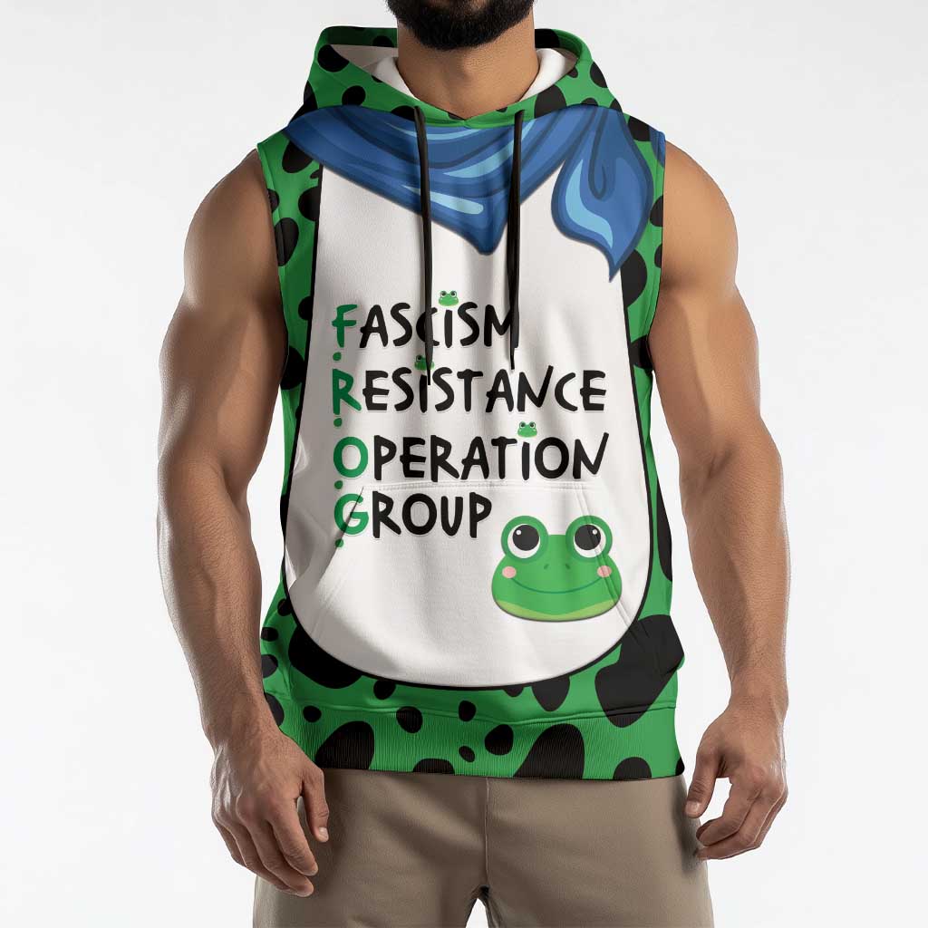Portland Frog Protest Sleeveless Hoodie Frog Costume Style - Wonder Print Shop