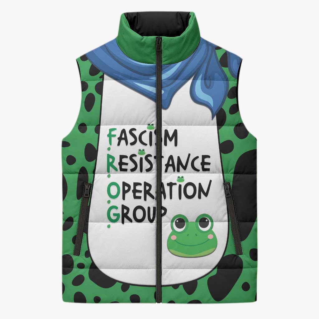 Portland Frog Protest Sleeveless Puffer Jacket Frog Costume Style - Wonder Print Shop