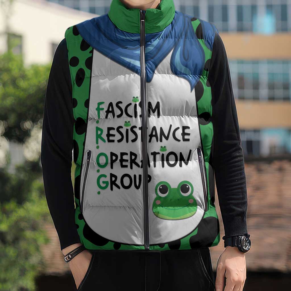 Portland Frog Protest Sleeveless Puffer Jacket Frog Costume Style - Wonder Print Shop