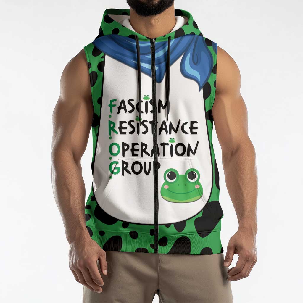 Portland Frog Protest Sleeveless Zip Hoodie Frog Costume Style - Wonder Print Shop