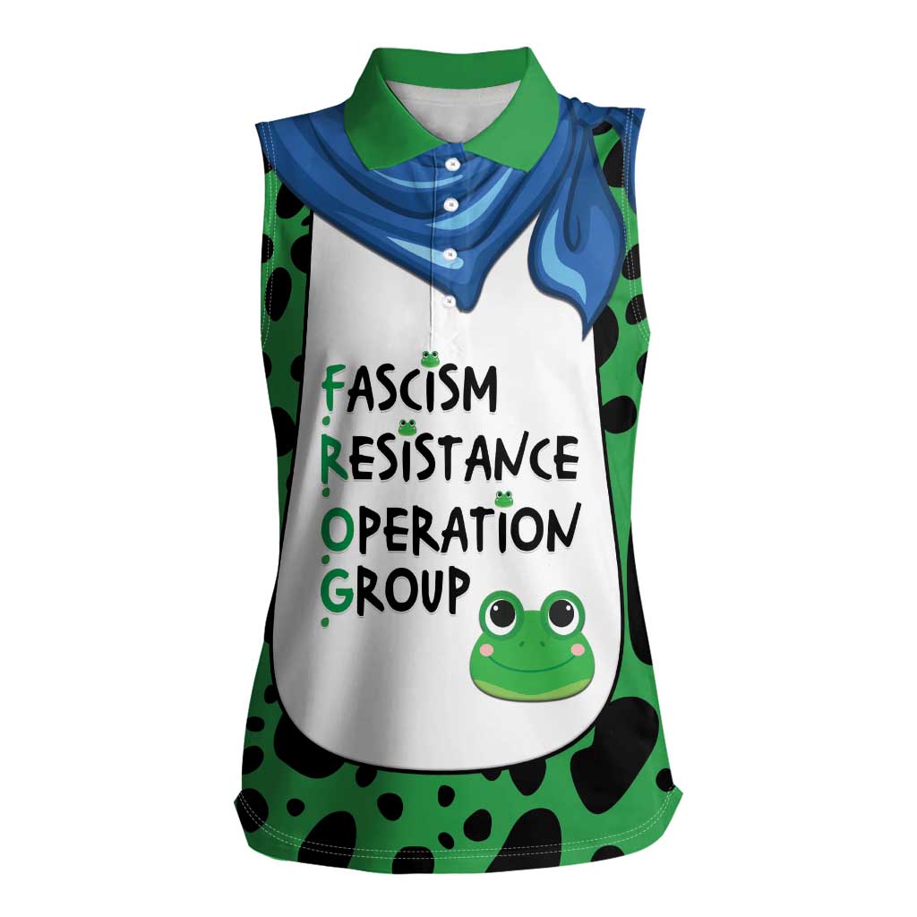 Portland Frog Protest Women Sleeveless Polo Shirt Frog Costume Style - Wonder Print Shop