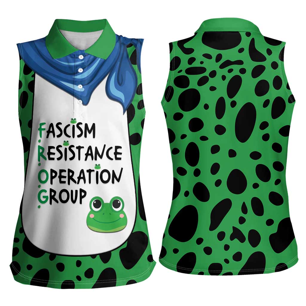 Portland Frog Protest Women Sleeveless Polo Shirt Frog Costume Style - Wonder Print Shop