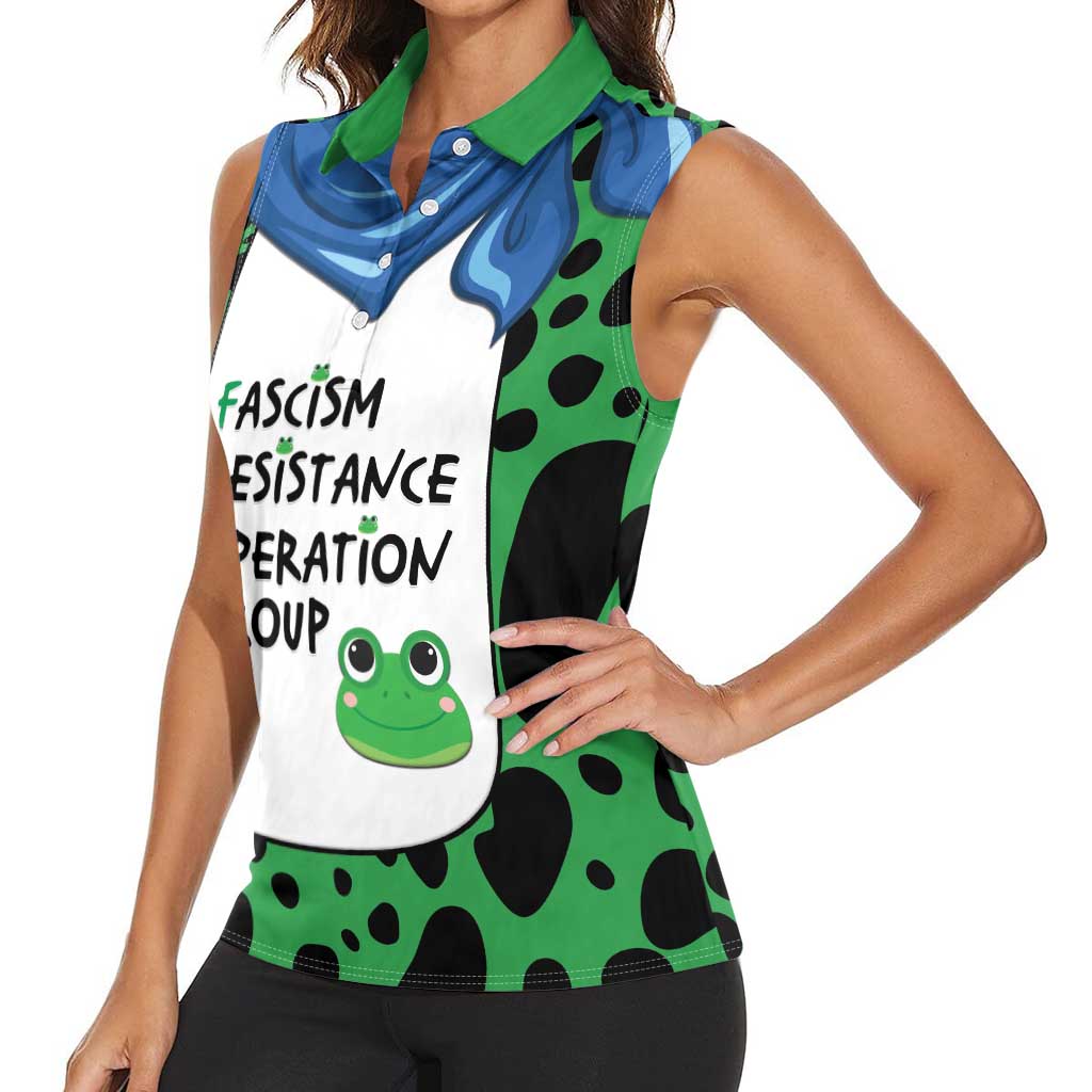 Portland Frog Protest Women Sleeveless Polo Shirt Frog Costume Style - Wonder Print Shop