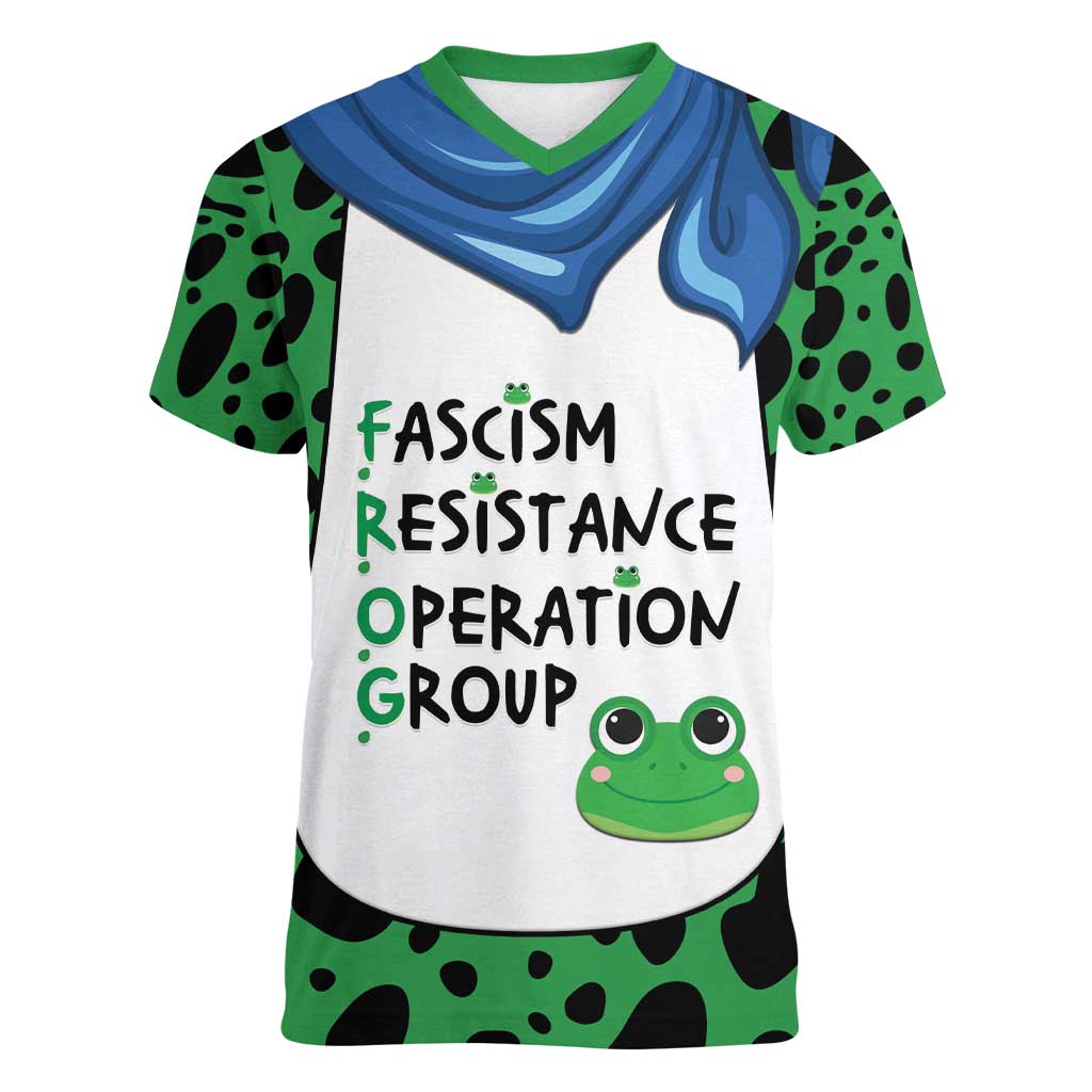 Portland Frog Protest Women V-Neck T-Shirt Frog Costume Style - Wonder Print Shop