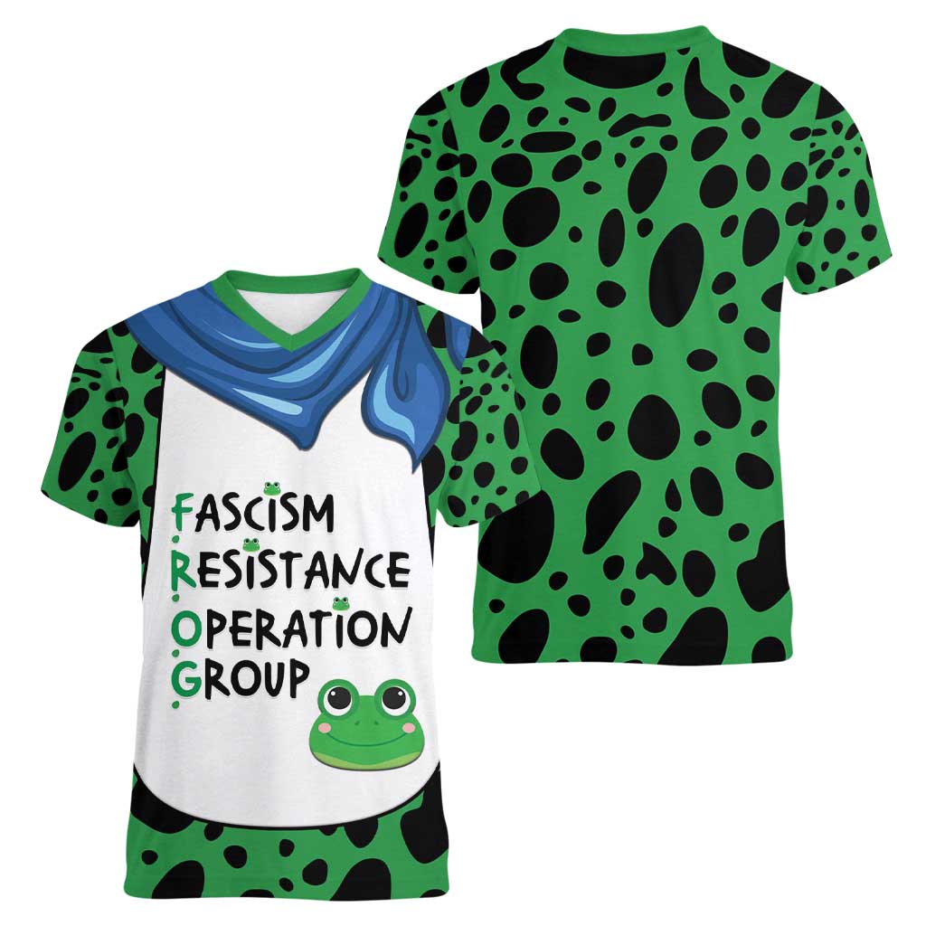 Portland Frog Protest Women V-Neck T-Shirt Frog Costume Style - Wonder Print Shop