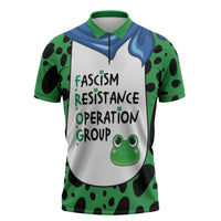 Portland Frog Protest Zipper Polo Shirt Frog Costume Style - Wonder Print Shop