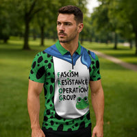 Portland Frog Protest Zipper Polo Shirt Frog Costume Style - Wonder Print Shop