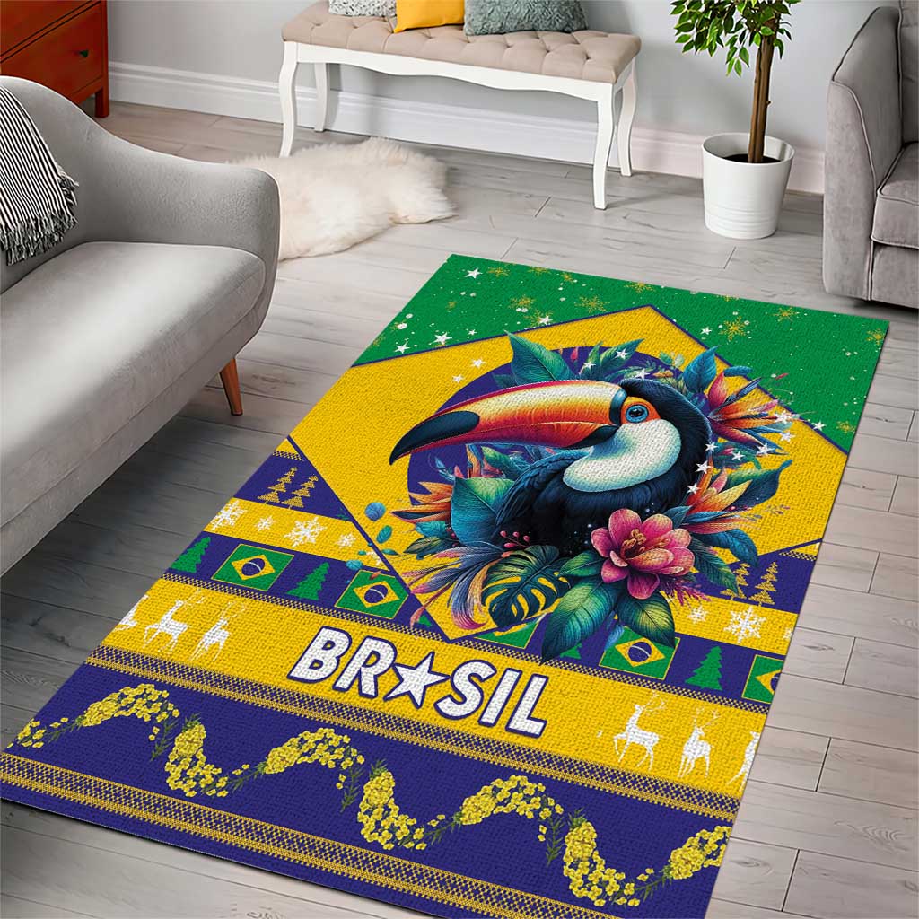 Brazil Christmas Area Rug Toco Toucan Flag Style - Wonder Print Shop