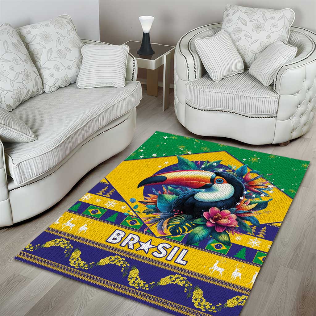 Brazil Christmas Area Rug Toco Toucan Flag Style - Wonder Print Shop