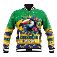 Brazil Christmas Baseball Jacket Toco Toucan Flag Style - Wonder Print Shop