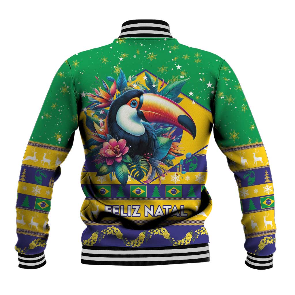 Brazil Christmas Baseball Jacket Toco Toucan Flag Style - Wonder Print Shop