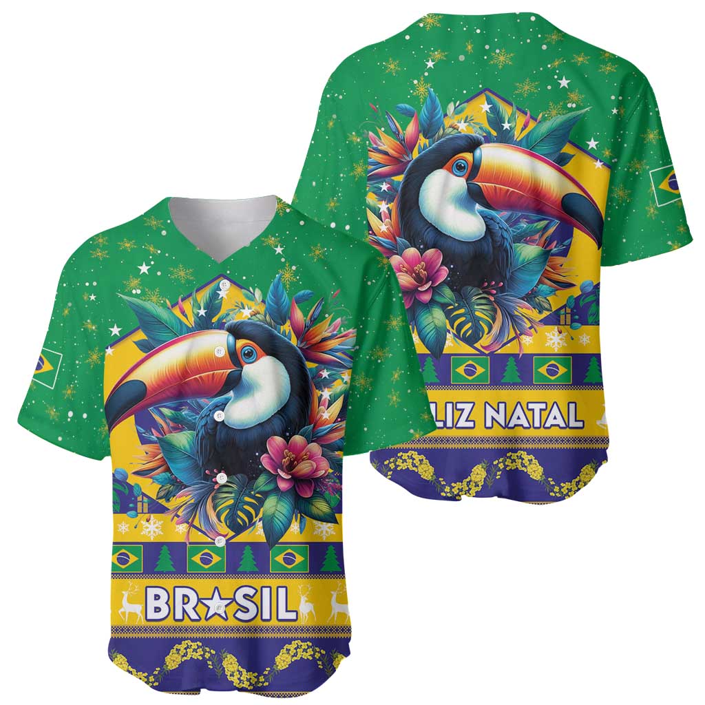 Brazil Christmas Baseball Jersey Toco Toucan Flag Style - Wonder Print Shop
