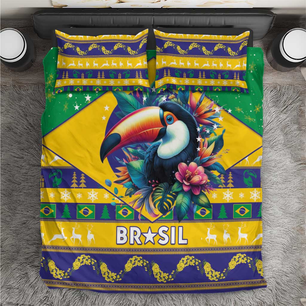 Brazil Christmas Bedding Set Toco Toucan Flag Style - Wonder Print Shop