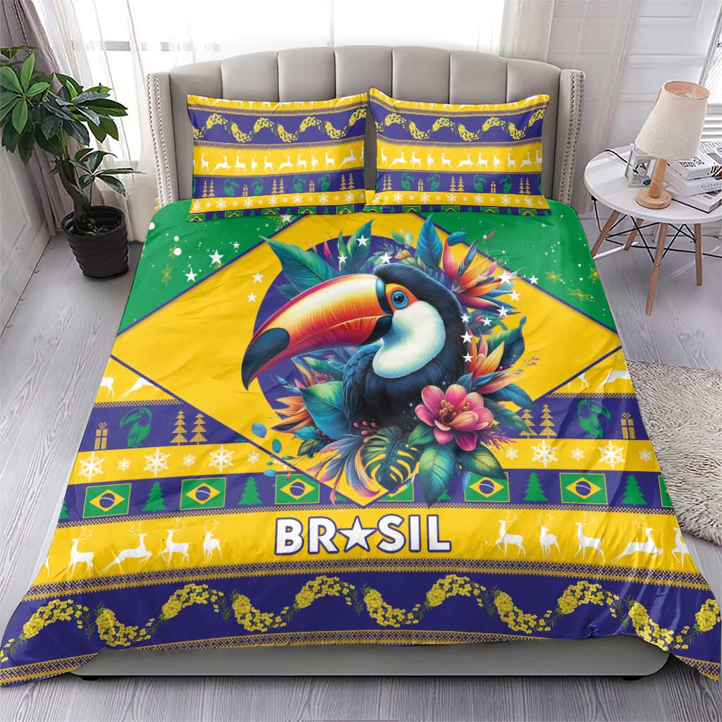 Brazil Christmas Bedding Set Toco Toucan Flag Style - Wonder Print Shop