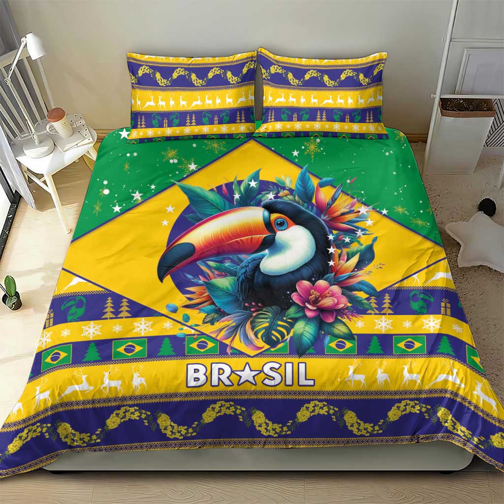 Brazil Christmas Bedding Set Toco Toucan Flag Style - Wonder Print Shop