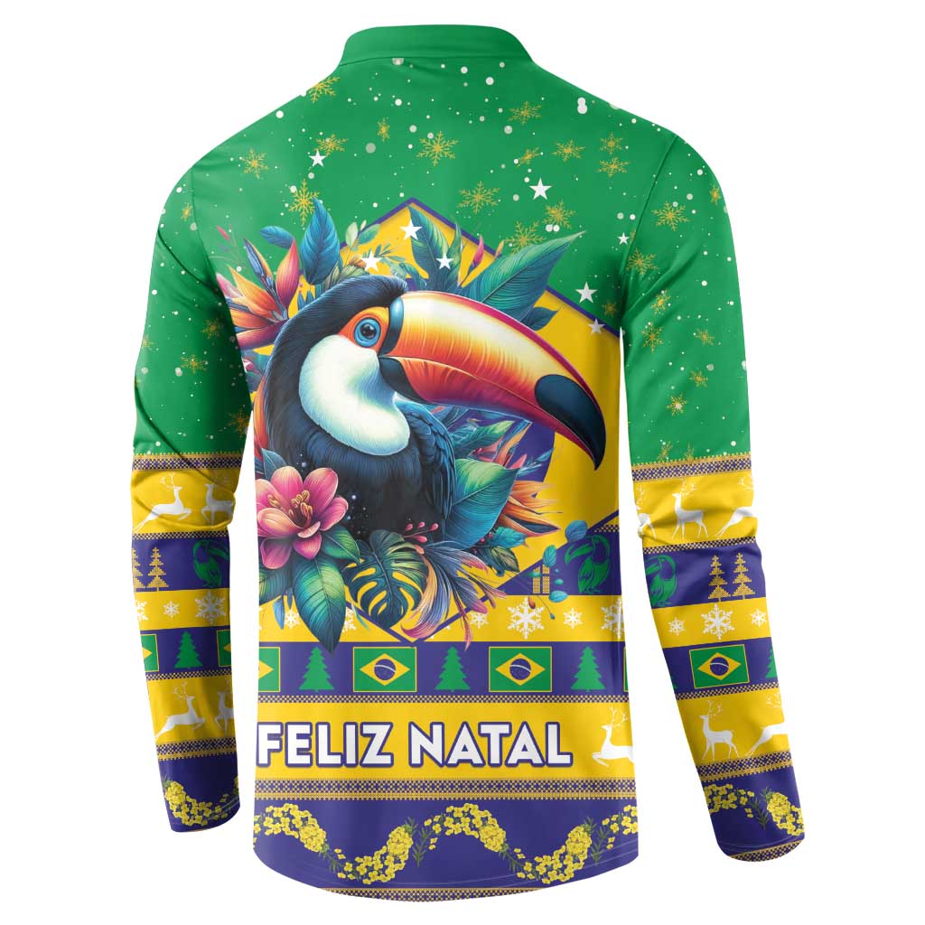 Brazil Christmas Button Sweatshirt Toco Toucan Flag Style - Wonder Print Shop