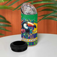 Brazil Christmas 4 in 1 Can Cooler Tumbler Toco Toucan Flag Style - Wonder Print Shop