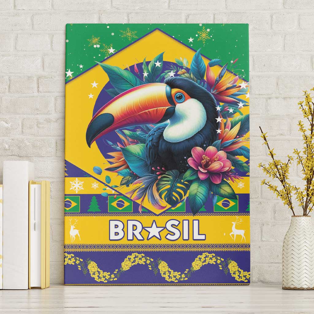 Brazil Christmas Canvas Wall Art Toco Toucan Flag Style - Wonder Print Shop