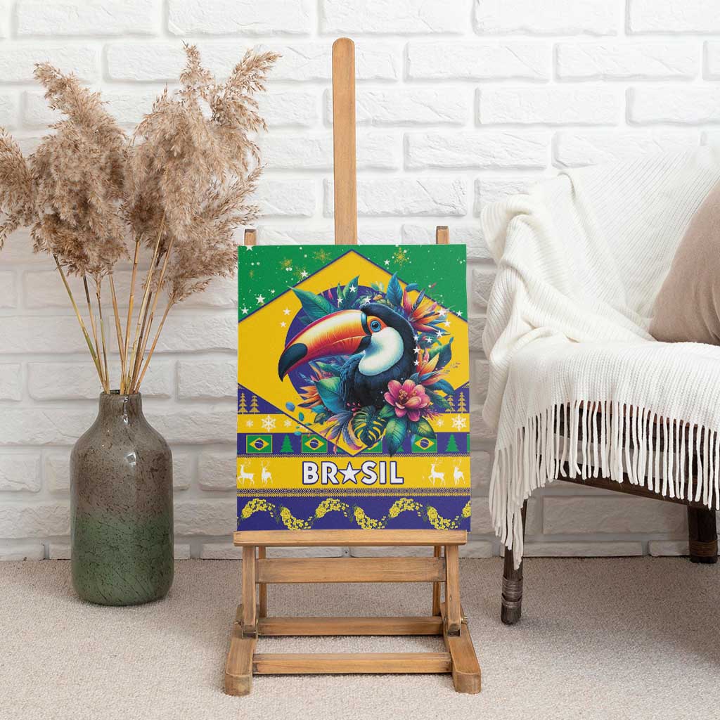 Brazil Christmas Canvas Wall Art Toco Toucan Flag Style - Wonder Print Shop