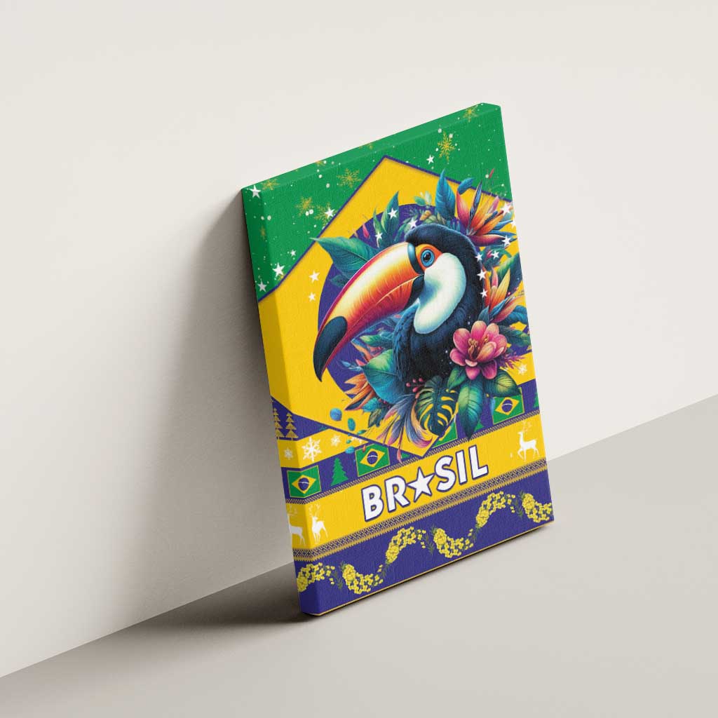 Brazil Christmas Canvas Wall Art Toco Toucan Flag Style - Wonder Print Shop