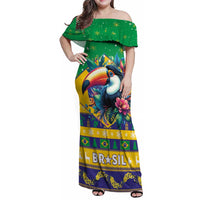 Brazil Christmas Family Matching Off Shoulder Maxi Dress and Hawaiian Shirt Toco Toucan Flag Style - Wonder Print Shop