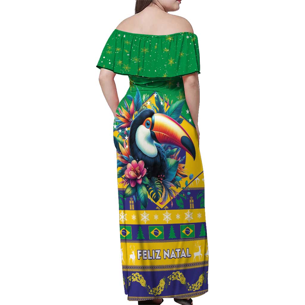 Brazil Christmas Family Matching Off Shoulder Maxi Dress and Hawaiian Shirt Toco Toucan Flag Style - Wonder Print Shop