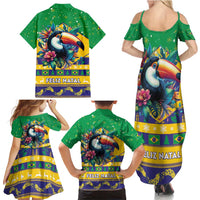 Brazil Christmas Family Matching Summer Maxi Dress and Hawaiian Shirt Toco Toucan Flag Style - Wonder Print Shop