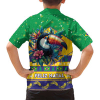 Brazil Christmas Family Matching Tank Maxi Dress and Hawaiian Shirt Toco Toucan Flag Style - Wonder Print Shop