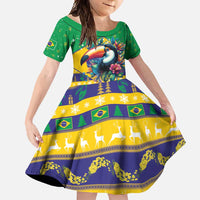 Brazil Christmas Family Matching Tank Maxi Dress and Hawaiian Shirt Toco Toucan Flag Style - Wonder Print Shop