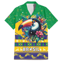 Brazil Christmas Family Matching Tank Maxi Dress and Hawaiian Shirt Toco Toucan Flag Style - Wonder Print Shop