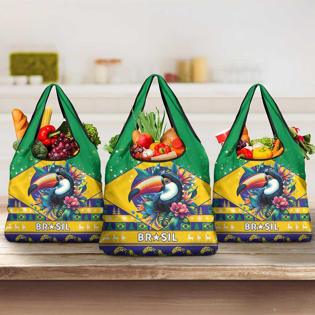 Brazil Christmas Grocery Bag Toco Toucan Flag Style