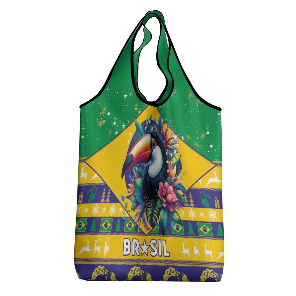 Brazil Christmas Grocery Bag Toco Toucan Flag Style