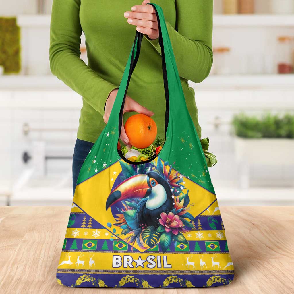 Brazil Christmas Grocery Bag Toco Toucan Flag Style