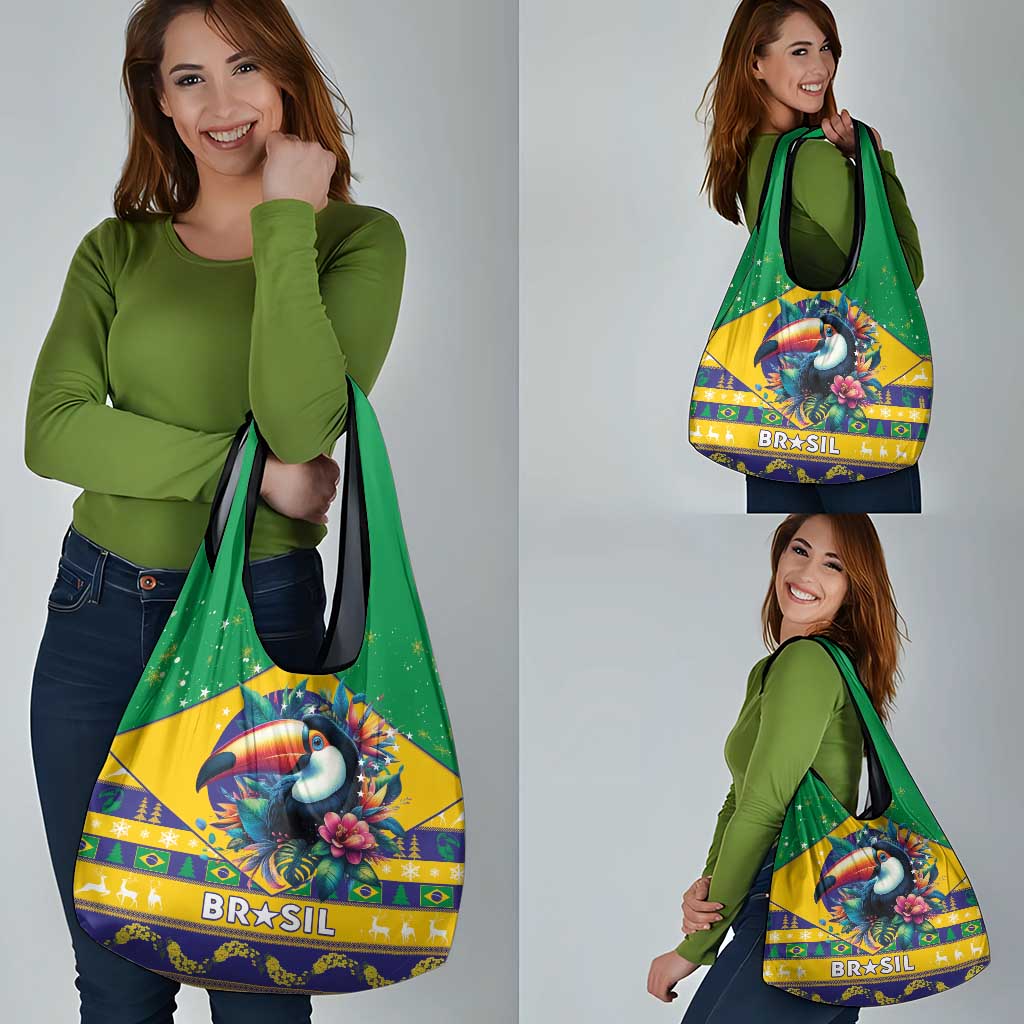 Brazil Christmas Grocery Bag Toco Toucan Flag Style