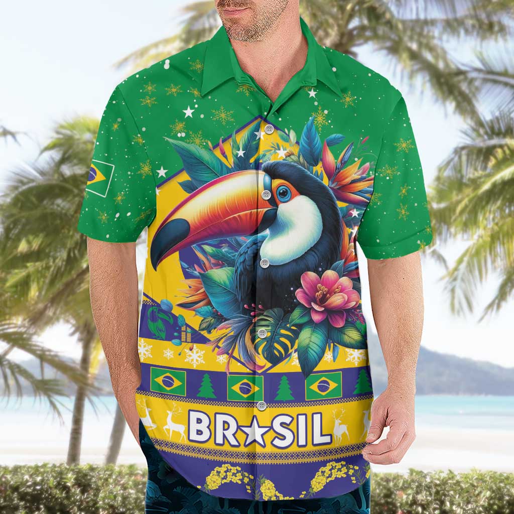 Brazil Christmas Hawaiian Shirt Toco Toucan Flag Style - Wonder Print Shop