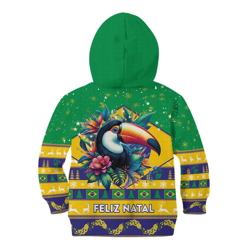 Brazil Christmas Kid Hoodie Toco Toucan Flag Style - Wonder Print Shop