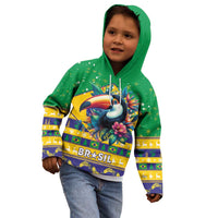 Brazil Christmas Kid Hoodie Toco Toucan Flag Style - Wonder Print Shop