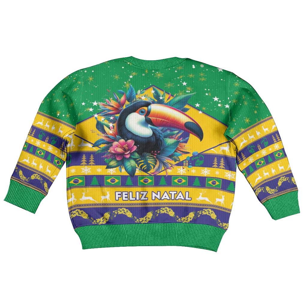 Brazil Christmas Kid Ugly Christmas Sweater Toco Toucan Flag Style - Wonder Print Shop