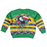 Brazil Christmas Kid Ugly Christmas Sweater Toco Toucan Flag Style - Wonder Print Shop